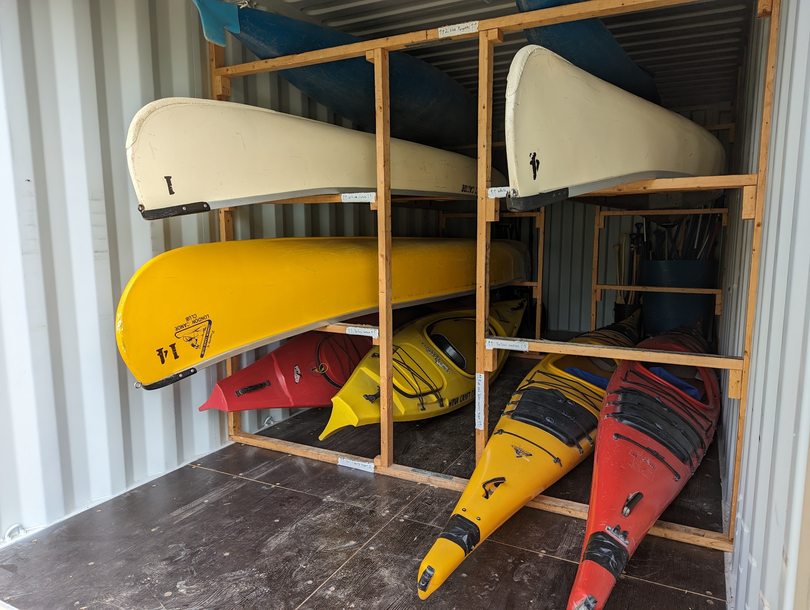 Racks of canoe club boats